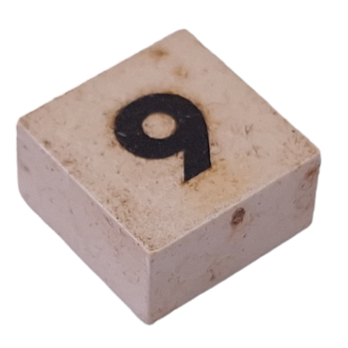 Lego Modulex Tile 2 x 2 with Small Black '6/9' Print, without Internal Supports / Modulex White
