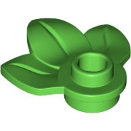 Lego Plant, Plate 1 x 1 Round with 3 Leaves / Bright Green