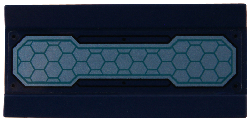 Lego Vehicle, Spoiler / Plow Blade 6 x 3 with Hinge with Metallic Light Blue Solar Panel Pattern (Sticker) - Set 76153 / Dark Blue