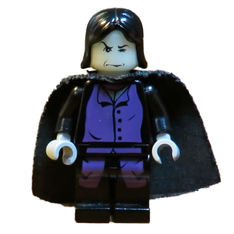 Lego Professor Severus Snape, Glow in the Dark Head, Long Purple Robes with Black Buttons, Cape