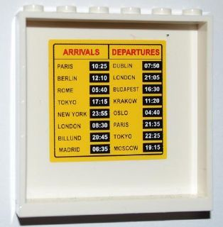 Lego Panel 1 x 6 x 5 with Arrivals / Departures Schedule Pattern on Inside (Sticker) - Set 3182