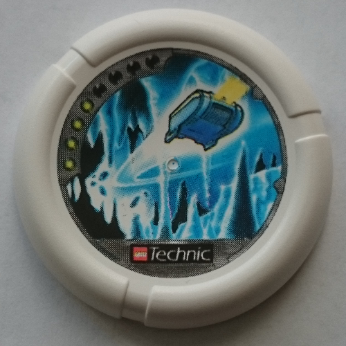 Lego Large Figure Throwing Disk, Ski / Ice, 4 Pips, Flying Box in Ice Cave Print / White