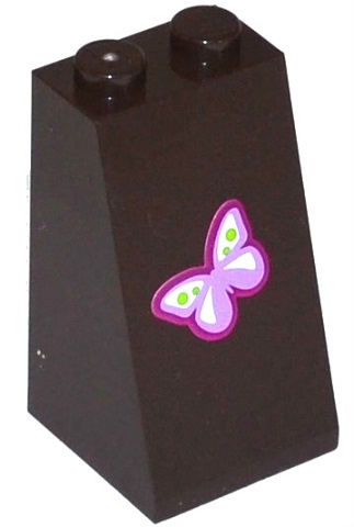 Lego Slope 75 2 x 2 x 3 - Solid Studs with Lavender, White, Lime and Magenta Butterfly Pattern (Sticker) - Set 41059