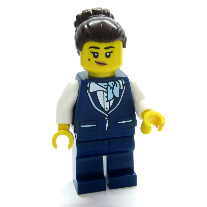 Lego Air Hostess, Dark Blue Suit, Dark Brown Hair