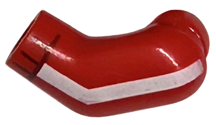 Lego Arm, Left with White Stripe and Dark Red Cuff Pattern / Red