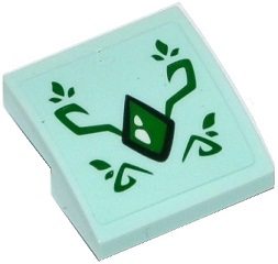 Lego Slope, Curved 2 x 2 x 2/3 with Green Geometric Dragon Scale and Green Swirls Pattern (Sticker) - Set 41176