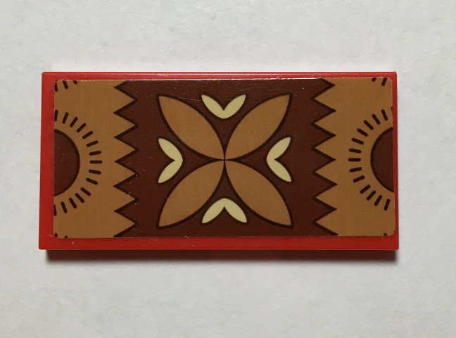 Lego Tile 2 x 4 with Reddish Brown, Tan and Nougat Polynesian Design Mat / Rug Pattern (Sticker) - Set 41150