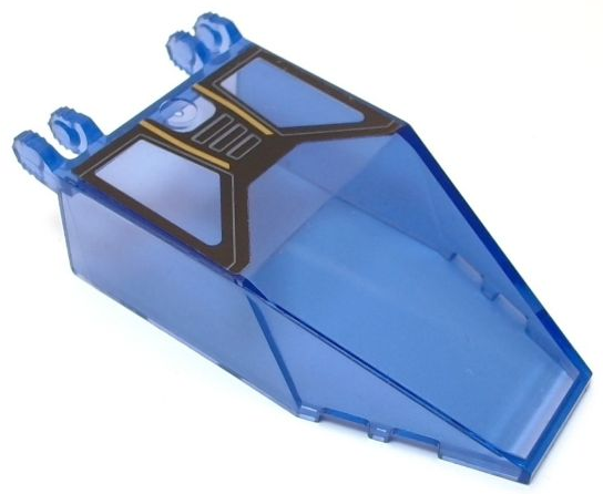Lego Windscreen 7 x 4 x 1 2/3 with Locking Dual 2 Fingers with Black Window Frames, Gold Stripes and Light Bluish Gray Air Vent Outlines Pattern (Sticker) - Set 76211