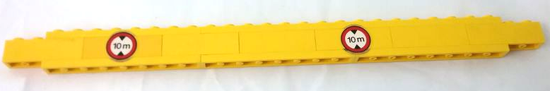 Lego Stickered Assembly 28 x 1 x 1 2/3 with '10m' Maximum Height Warning Signs Pattern Model Left Side (Stickers) - Set 4555