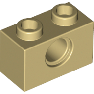 Lego Technic Brick 1 x 2 [1 Pin Hole] / Tan