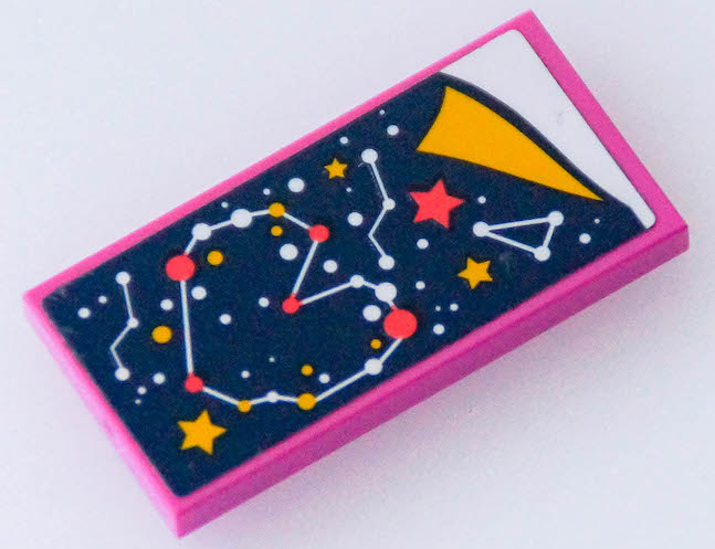 Lego Tile 2 x 4 with Blanket with Constellation, Dots and Stars, White Bedsheet Pattern (Sticker) - Set 41381