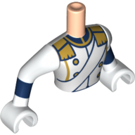 Lego Minidoll Torso Man with White Uniform Jacket, Dark Blue Cuffs