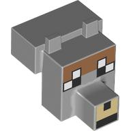 Lego Animal Body Part, Head Blocky with Pixelated Face, Tan Nose, Nougat Forehead Print / Light Bluish Gray