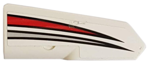 Lego Technic, Panel Fairing #22 Very Small Smooth, Side A with Red and Silver Tapered Stripes Pattern (Sticker) - Set 42057