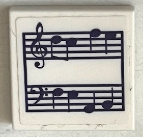 Lego Tile 2 x 2 with Sheet Music with Dark Purple Notes Pattern (Sticker) - Set 41684