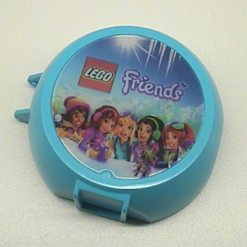 Lego Pod, Round, Half Front with Friends Snow Resort Sticker / Medium Azure