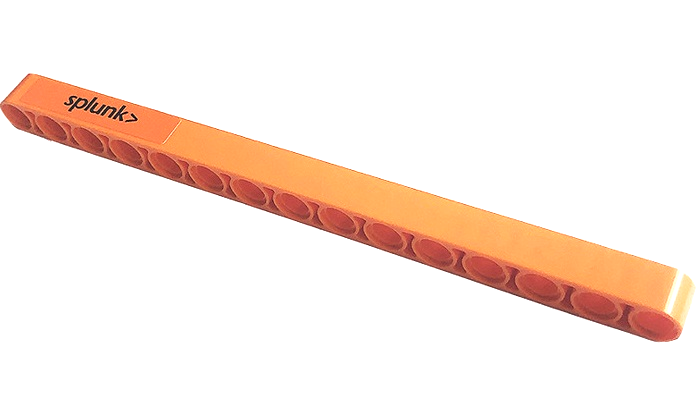 Lego Technic, Liftarm Thick 1 x 15 with Black 'splunk>' Pattern Model Left Side (Sticker) - Set 42141 / Orange