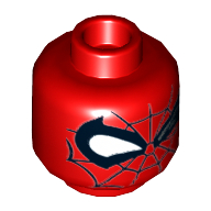 Lego Minifig Head Spider-Man, White Eyes with Left Eye Winking, Black Web Print [Hollow Stud] / Red