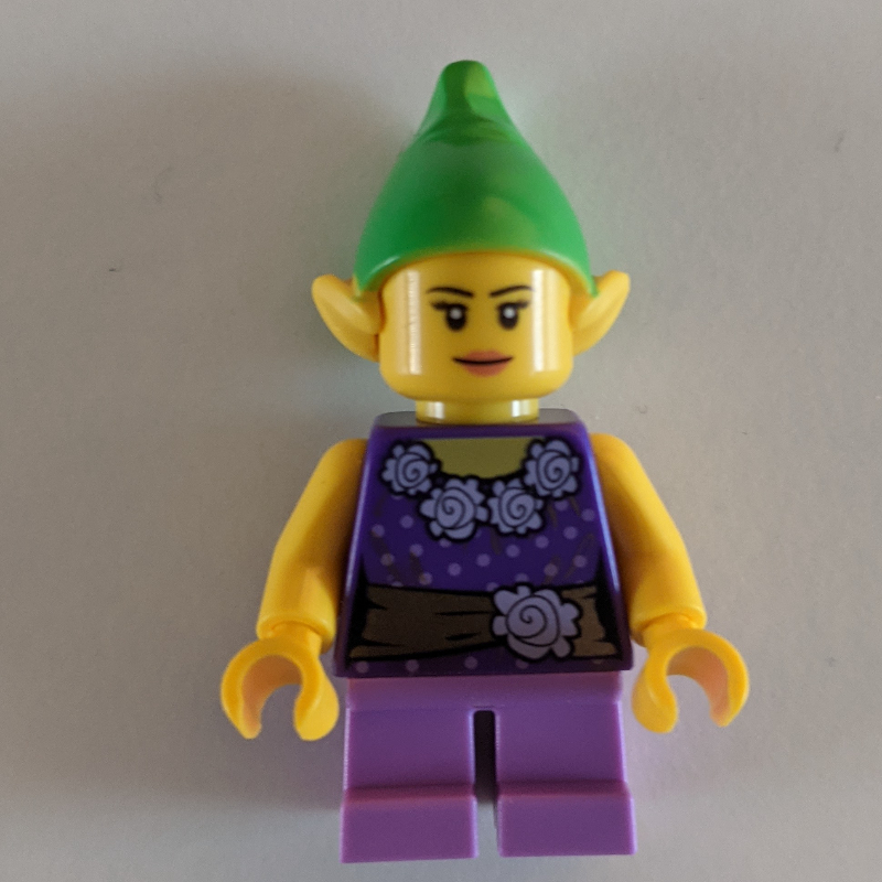Lego Elf - Dark Purple Torso, Medium Lavender Legs, Green Hat