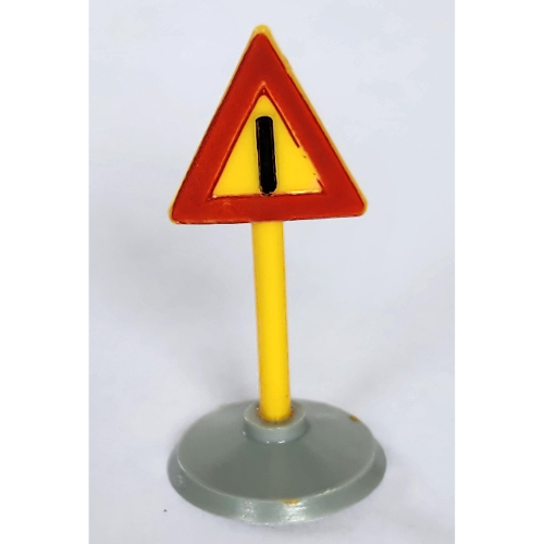 Lego Road Sign Old Triangle with Generic Warning Print & Type 1 Base / White