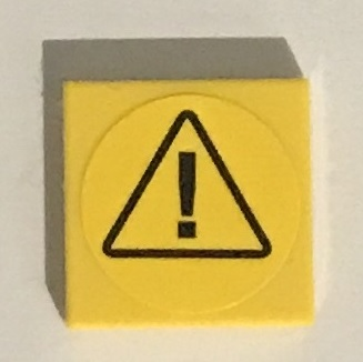 Lego Tile 2 x 2 with Warning Sign, Black Triangle and Exclamation Mark Pattern (Sticker) - Set 60122 / Yellow