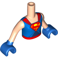 Lego Minidoll Torso Girl with Blue Top with Red Cape Straps and 'S' Symbol and Belt Print, Light Nougat Arms, Blue Hands (Supergirl) / Light Nougat