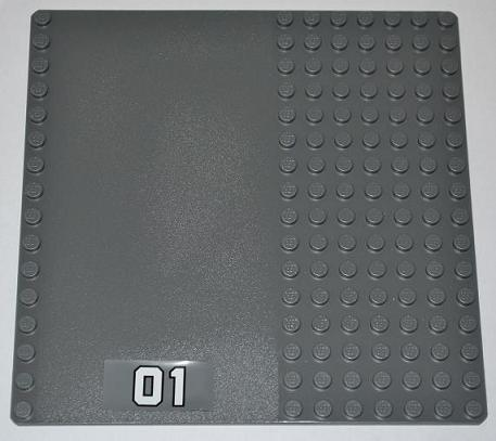 Lego Baseplate, Road 16 x 16 with White '01' Small Pattern (Sticker) - Set 7208