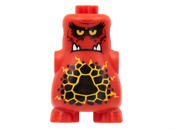 Lego Body, Nexo Knights Scurrier with Bright Light Orange Eyes and Closed Frown with 4 Sharp White Teeth Pattern