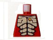 Lego Torso Tan Chest and Abdomen Exoskeleton Segments, Gold Skull Pin, Triangle Logo on Back Pattern / Dark Red
