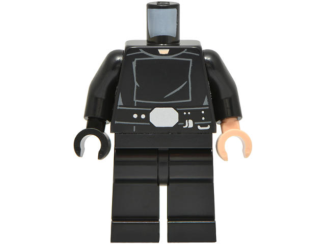Lego Body SMART Minifigure, Torso with Black Hips and Legs with SW Jedi Robe with Belt with Silver Accessories Pattern / Black Arms / Light Nougat Hand Left / Black Hand Right