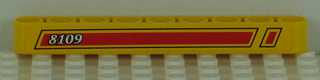 Lego Technic, Liftarm Thick 1 x 9 with Red and Black Stripes and '8109' on Left Pattern (Sticker) - Set 8109