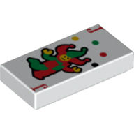 Lego Tile 1 x 2 with Playing Card Joker Print / White