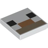 Lego Tile 2 x 2 with Black/Dark Tan/Medium Nougat Rectangle (Minecraft Pixelated Face) Print