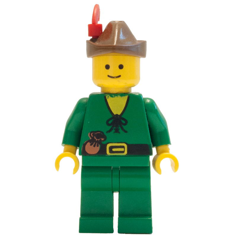 Lego Forestman (Forestmen) - Yellow, Brown Hat, Red Plume