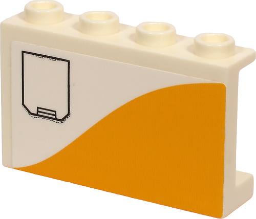 Lego Panel 1 x 4 x 2 with Side Supports - Hollow Studs with Black Hatch and Bright Light Orange Stripe Pattern Model Left Side (Sticker) - Set 60262 / White
