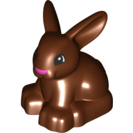 Lego Duplo Animal Rabbit with Head Raised and Pink Nose Print / Reddish Brown