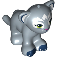 Lego Animal, Big Cat Cub, Lion with Light Green Eyes and White Face Markings Print