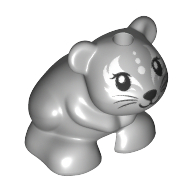 Lego Animal, Hamster, Black Eyes, Whiskers, Black Nose, White Striped Face / Light Bluish Gray
