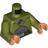 Lego Torso Cape, Light Bluish Grey Shirt, Dark Bluish Grey Belt, Silver Belt Buckle Print, Olive Green Arms, Nougat Hands / Olive Green