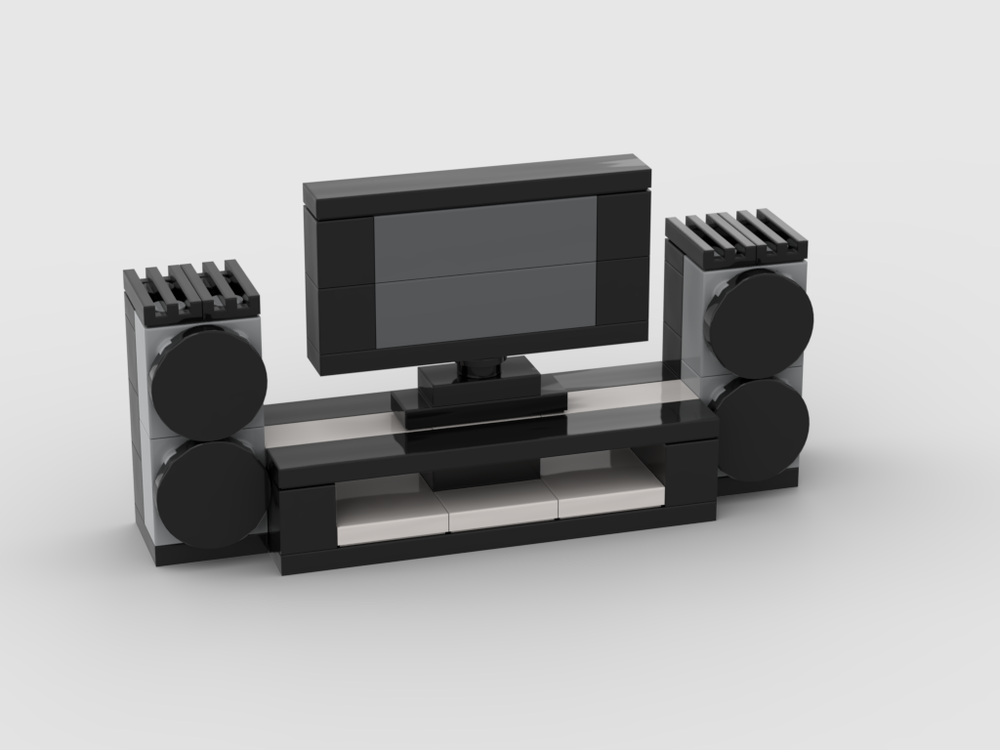 Lego TV with desk and speakers