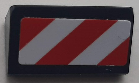 Lego Slope 30 1 x 2 x 2/3 with Red and White Danger Stripes Pattern Model Left Side (Sticker) - Set 60183