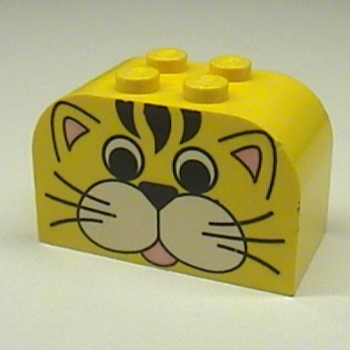 Lego Brick Curved 2 x 4 x 2 Double with Tiger Face Print