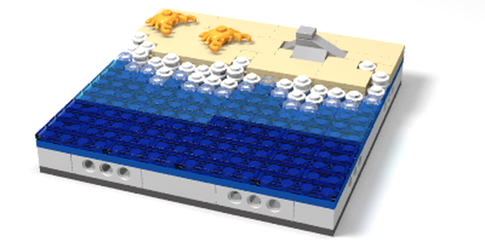 Lego Beach diorama on mils plate