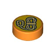 Lego Tile Round 1 x 1 with Rope Print (Climbing Badge) / Orange