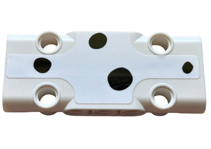 Lego Technic, Panel Plate 3 x 7 x 1 with Black Dalmatian Spots Pattern (Sticker) - Set 42150 / White
