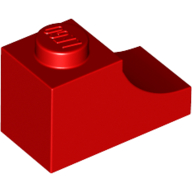 Lego Brick Curved 2 x 1 with Inverted Cutout / Red