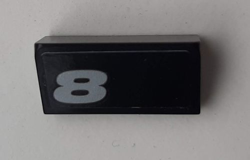 Lego Slope 30 1 x 2 x 2/3 with Silver '8' Pattern (Sticker) - Set 42078