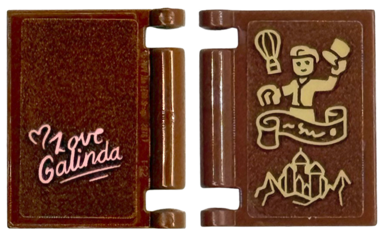 Lego Minifigure, Utensil Book Cover with Tan Wizard, Balloon and Emerald City, Bright Pink Heart and 'Love Galinda' Pattern on Both Sides (Stickers) - Set 75687