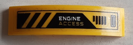 Lego Slope, Curved 4 x 1 x 2/3 Double with 'ENGINE ACCESS', Air Vents and Black Danger Stripes Pattern (Sticker) - Set 60188