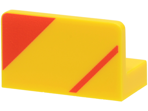 Lego Panel 1 x 2 x 1 with Red Stripe and Triangle Pattern Model Right Side
